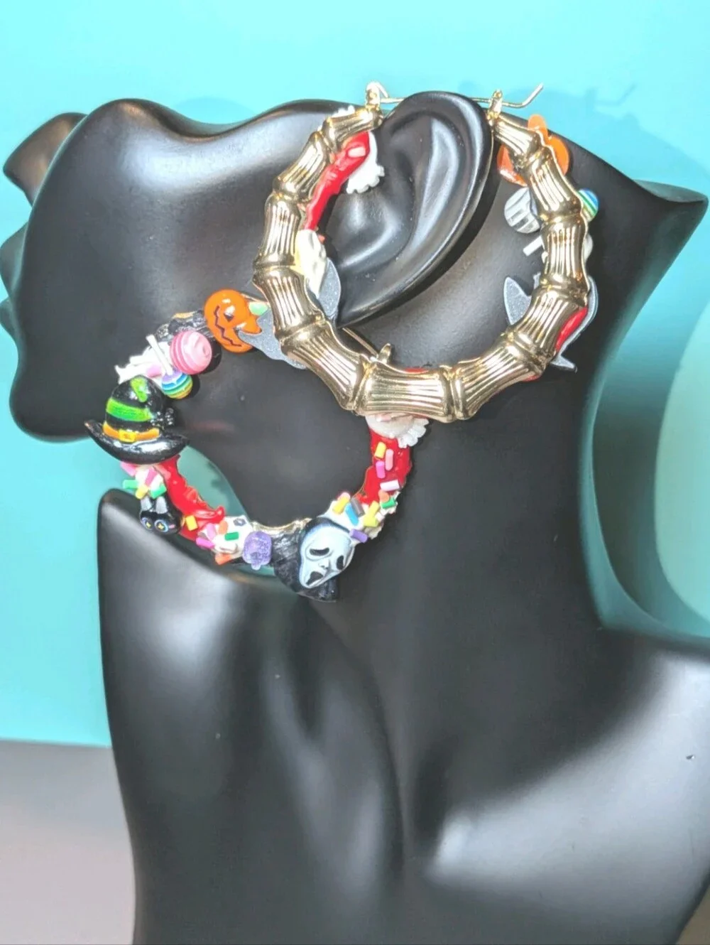Hand Crafted decoden Halloween Medium Size Hoop Earrings for girls and women